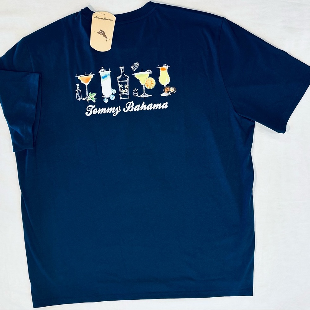Tommy Bahama Men's COCKTAIL T-shirt XXL Navy Blue Rum Runner Margarita Tequila
